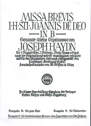 Missa Brevis B - Dur Sancti Johannis De Deo Hob 22/7