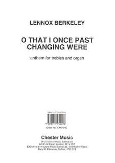 O That I Once Past Changing Were