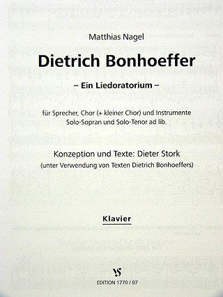 Dietrich Bonhoeffer - Ein Liedoratorium