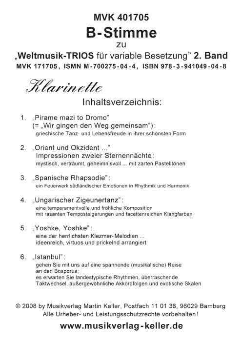 Weltmusik Trios für variable Besetzung 2