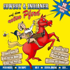 Cowboy Und Indianer Auf Dem Roten Pferd